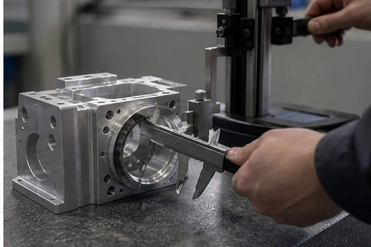 CNC part inspection setup for CNC Engineering Team