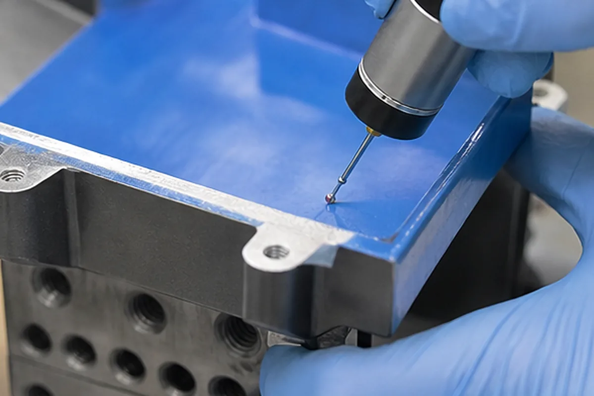 CNC part inspection setup for Managed Finishing Supply Chain